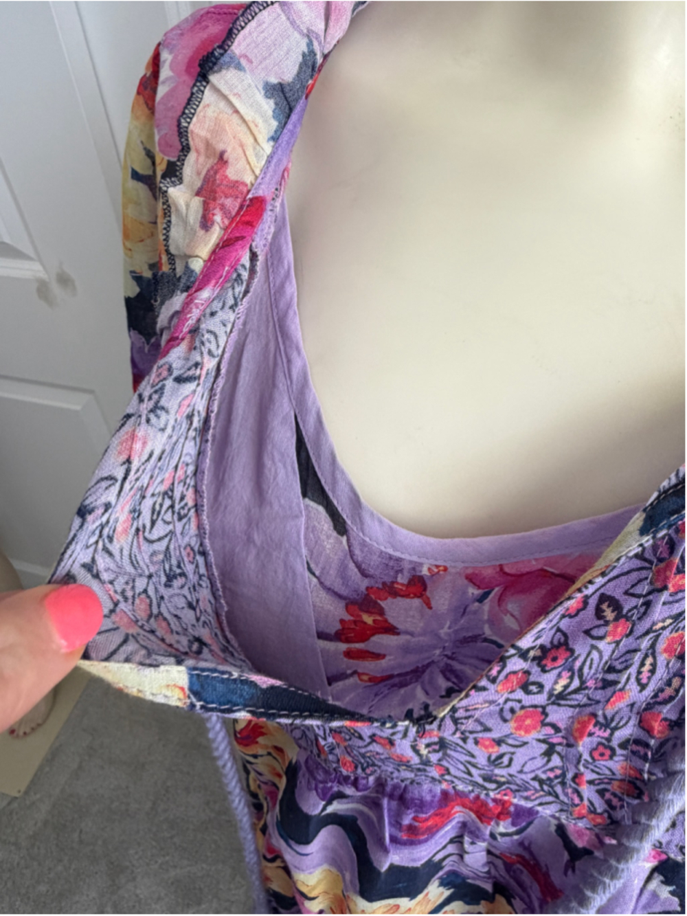 Sundance Fields of Beauty Floral Tiered Mini Dress Purple Boho Medium - Picture 4 of 11
